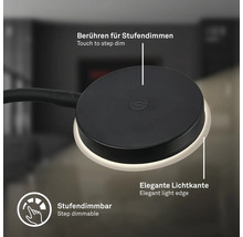 Stufendimmbare Lampe mit Touchfunktion und Lichtkante