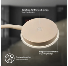 Nahaufnahme einer stufenlos dimmbaren Lampe mit Touchfunktion