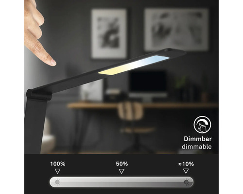 Dimmbare Schreibtischleuchte mit Touch-Funktion zur Helligkeitsregulierung.