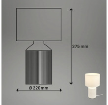 Technische Zeichnung einer Tischleuchte mit Maßangaben