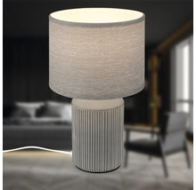 Tischleuchte mit Stoffschirm und geriffeltem Sockel