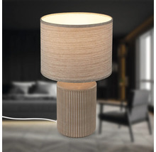 Tischleuchte mit zylindrischem Schirm und geriffeltem Sockel