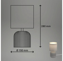 Technische Zeichnung einer Tischleuchte mit den Maßen 280 mm Höhe und 150 mm Durchmesser