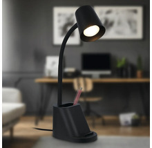 Schreibtischleuchte mit Stifthalter und flexibler Leselampe vor Schreibtisch