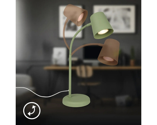 Dreiflammige Schreibtischleuchte mit flexiblem Arm und Lampenschirm