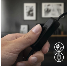 Hand betätigt Schalter mit Symbolen für Kabellänge und Schalterfunktion