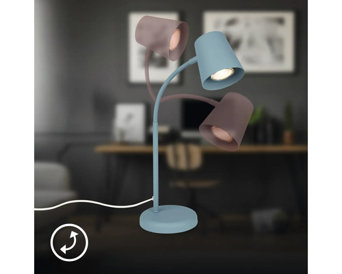 Dreiflammige Tischleuchte mit flexiblem Arm