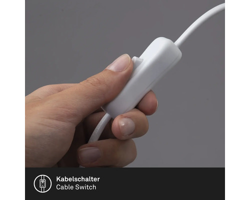 Nahaufnahme eines Kabelschalters in der Hand