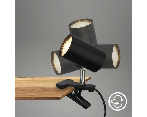 Schwarze Klemmleuchte zur flexiblen Ausrichtung