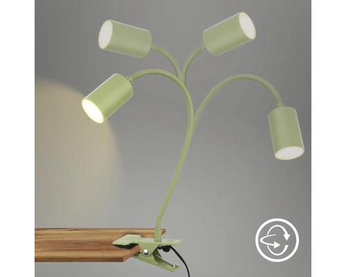 Klemmleuchte mit vier Leuchtenarmen und Clipbefestigung