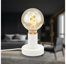 Tischleuchte mit Glühbirne und spiralförmigem Glühfaden