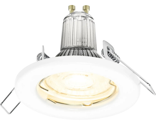 Einbaustrahler mit klarer Glasabdeckung und weissem Rahmen