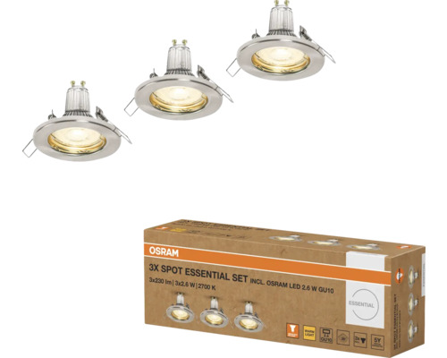 Osram 3er-Set Essential Spotleuchten mit Osram LED 2,6 Watt GU10