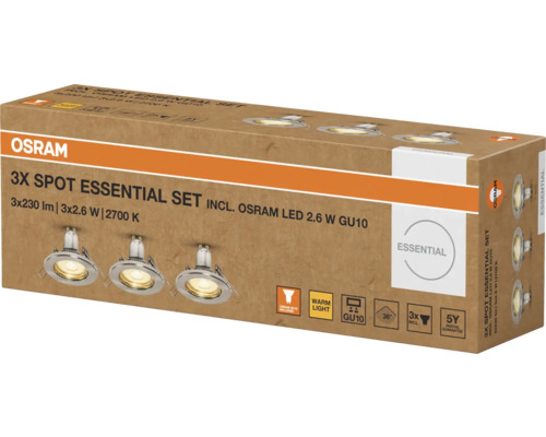 Osram 3er-Set Einbauspots Essential in Verpackung