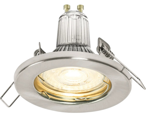 Einbaustrahler mit klarem Glasdiffusor und silberfarbenem Rahmen