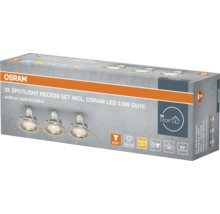 Emballage d'un lot de 3 spots encastrables Osram avec LED Osram 2,6W GU10