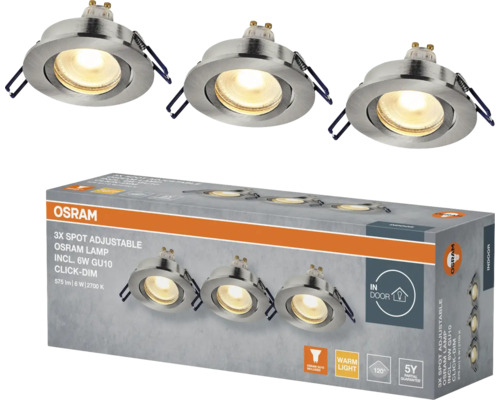 Osram Logo, Packung mit drei verstellbaren Spots inklusive GU10 Lampen für den Innenbereich