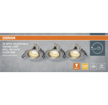 Drei justierbare Osram Spots mit je sechs Watt GU10 Leuchtmittel inklusive