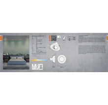 Produktinformationen für LED-Einbaustrahler mit technischen Details und Maßangaben