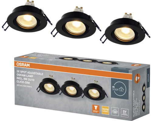Osram 3er Set verstellbare Einbaustrahler mit GU10 Leuchtmittel für den Innenbereich