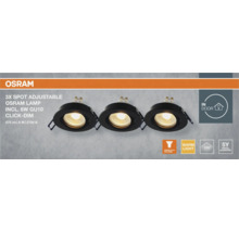 Drei justierbare Osram Spots mit 6 Watt GU10 Leuchtmittel für den Innenbereich
