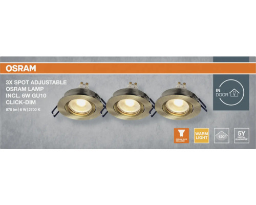OSRAM 3er Set verstellbare Spots inklusive 6-Watt-GU10-Leuchtmittel für den Innenbereich
