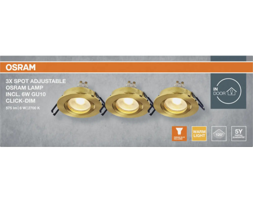Osram Lampe mit drei Spots, justierbar, inklusive sechs Watt GU10 Leuchtmittel