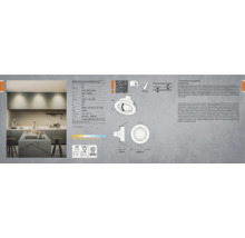 Verpackung eines LED-Leuchtmittel-Sets mit technischen Details und Anwendungsbeispielen für den Hornbach Webshop