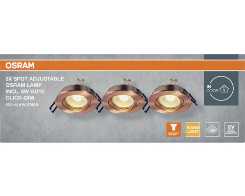 Osram 3er-Set verstellbare Spots mit 6-Watt-GU10-Lampen für den Innenbereich