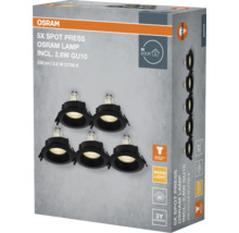 Verpackung mit fünf Osram Spot Press Lampen inklusive GU10 Fassung für den Innenbereich