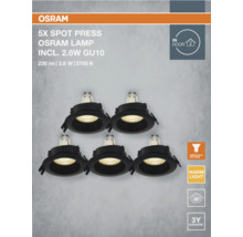 Fünf Osram Spot Press Lampen mit GU10 Fassung für den Innenbereich und drei Jahren Garantie