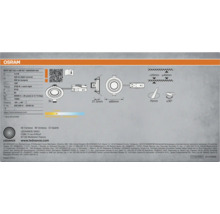 Technische Zeichnung einer Osram LED-Einbaustrahler-Garnitur mit 4,9 Watt, 2700 Kelvin und den Maßen 27,5 mm Tiefe und 90 mm Durchmesser