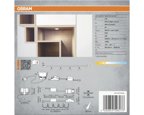 Osram LED 5er-Spot Mini 6 Watt 830 WT Produktdetails