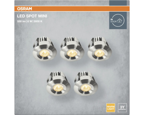MINI LED SPOT ZQ02015　2個セット Ledvance Einbauleuchten Set Mini 5 x LED 6 W 480 lm nickel-matt