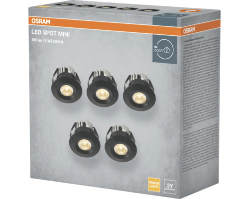 Osram LED Spot Mini Verpackung mit fünf LED Einbaustrahlern für den Innenbereich