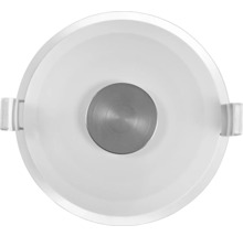 Weisse LED-Deckenleuchte mit silberfarbenem Mittelteil, Aufsicht