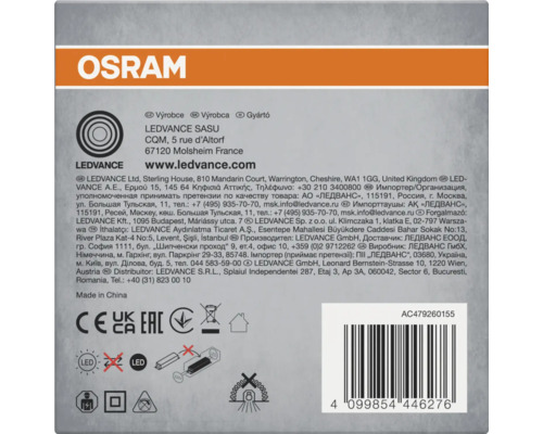Informationen zu Osram und Ledvance auf der Produktverpackung