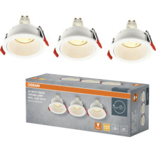 Drei Osram Spot Press Lampen mit GU10 Fassung und Verpackung