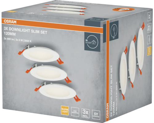 Osram Downlight Slim Set mit drei Leuchten, 120 Millimeter