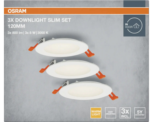 Osram Downlight Slim Set mit drei Lampen, 120 Millimeter Durchmesser
