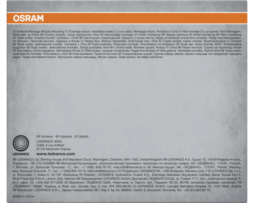 Informationen zu einfacher Montage, Herstellungsort China und Kontaktdaten von Ledvance
