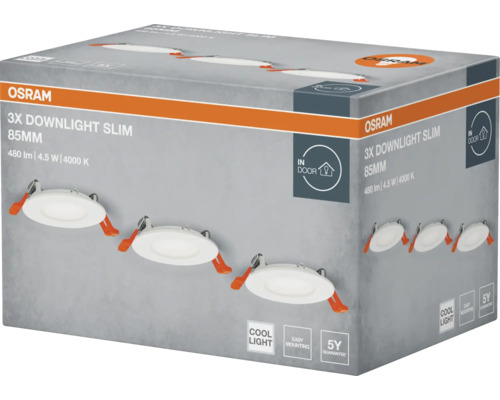 Emballage Osram Lot de 3 Downlights Slim, diamètre 85 mm