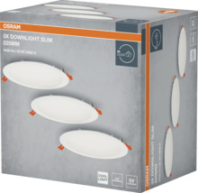 Verpackung von drei Osram Downlights, 225 mm Durchmesser, für den Innenbereich