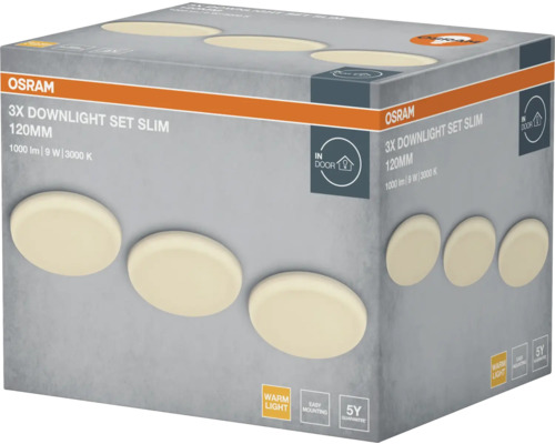 Osram Downlight Set Slim mit drei Leuchten in Verpackung