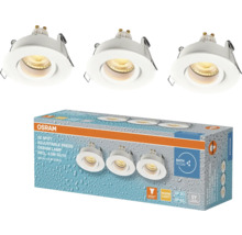 Osram Logo. Set mit drei Einbauspots für das Badezimmer, inklusive Leuchtmittel.