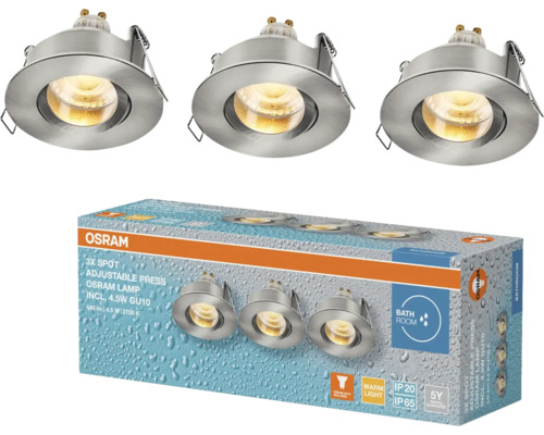 Osram LED Einbauspots für Badezimmer, 3er-Set, inklusive Leuchtmittel