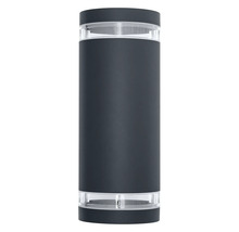 Graue Aussenwandleuchte aus Metall und Kunststoff