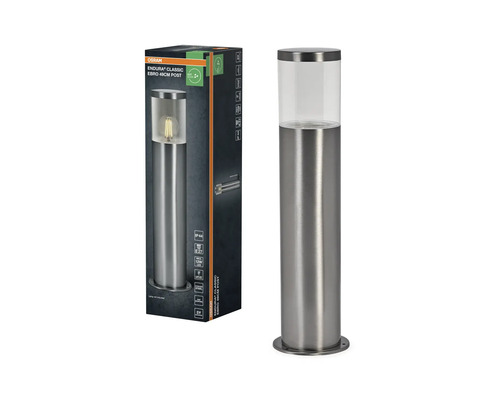 Osram Endura Classic Ebro 49 Zentimeter Pfostenleuchte aus Stahl mit durchsichtigem Zylinder