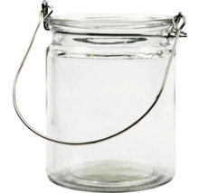 Klarglas Windlicht mit Metallhenkel