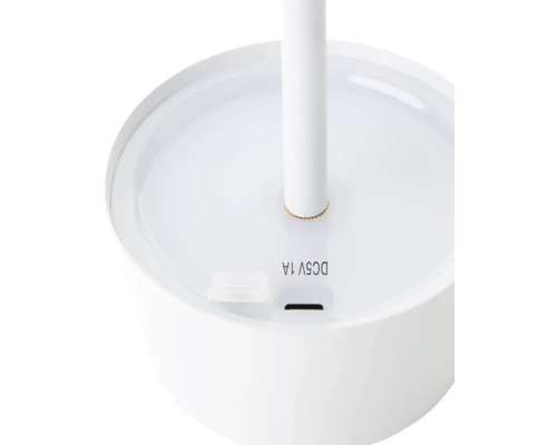 Detailansicht einer Tischleuchte mit Ladeanschluss